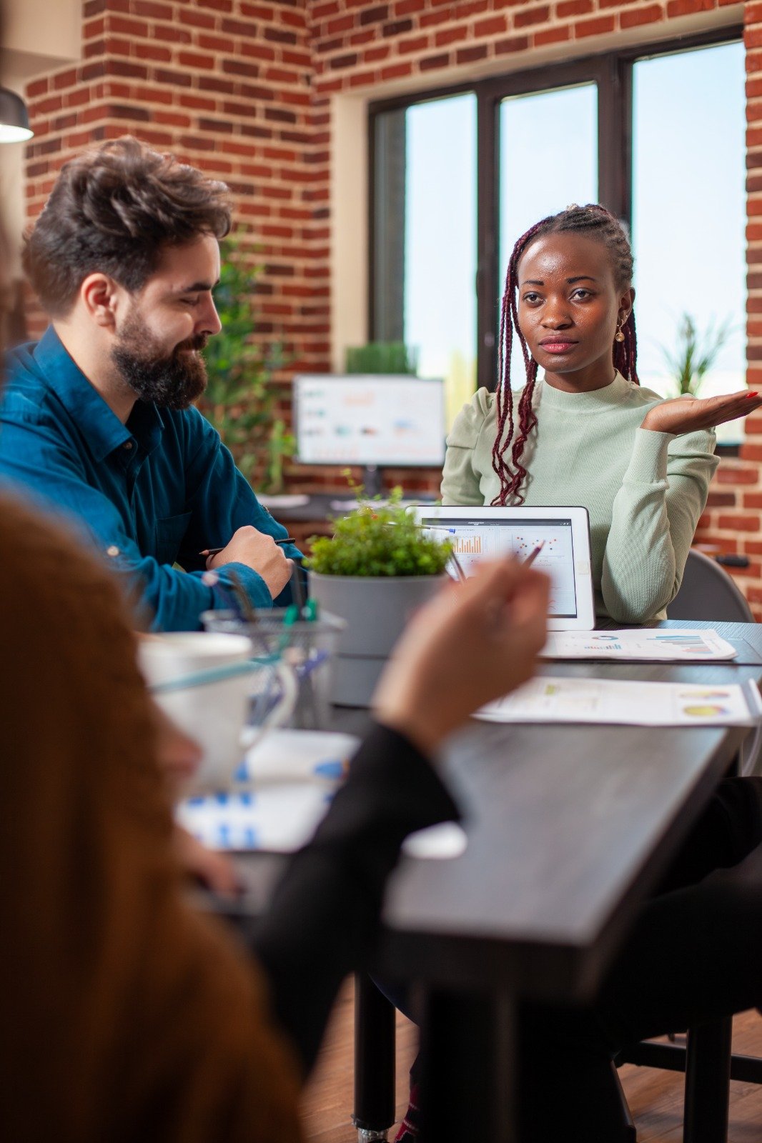 Business professionals collaborating